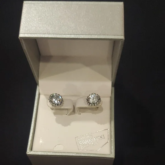 Swarovski Silver Crystal Stud Earrings - Picture 2 of 6